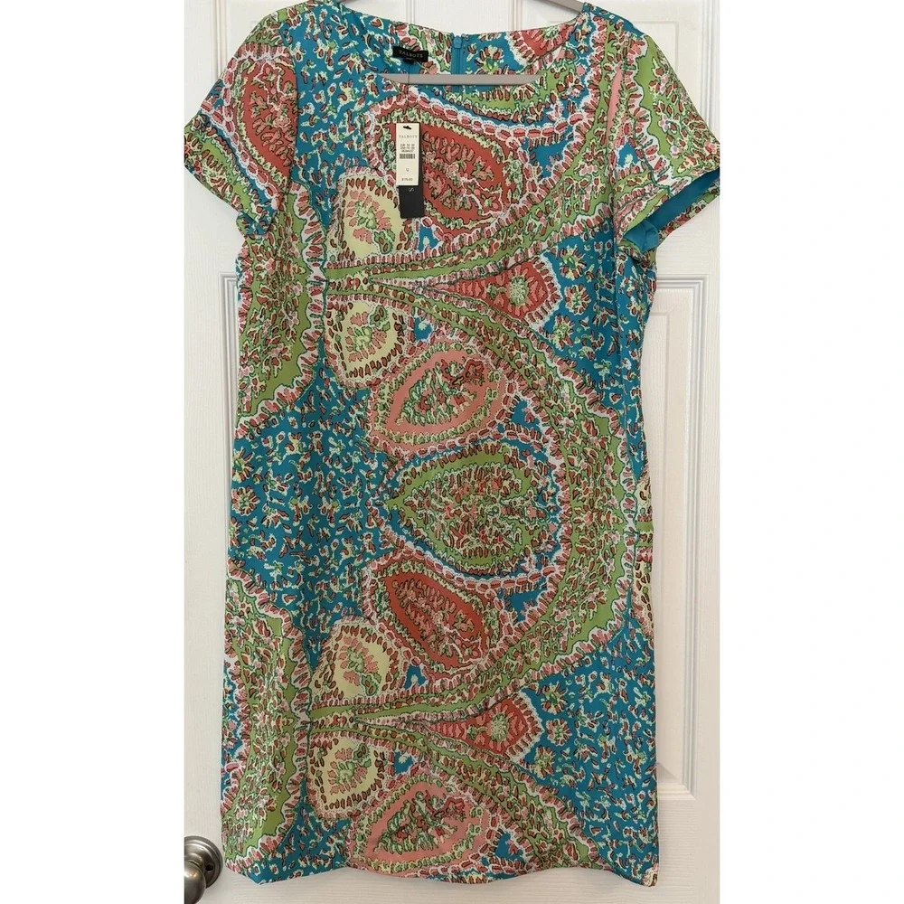 Talbots NWT 100% Silk Dress 12 Seaside Paisley Lined Y2K Church Work Wedding
